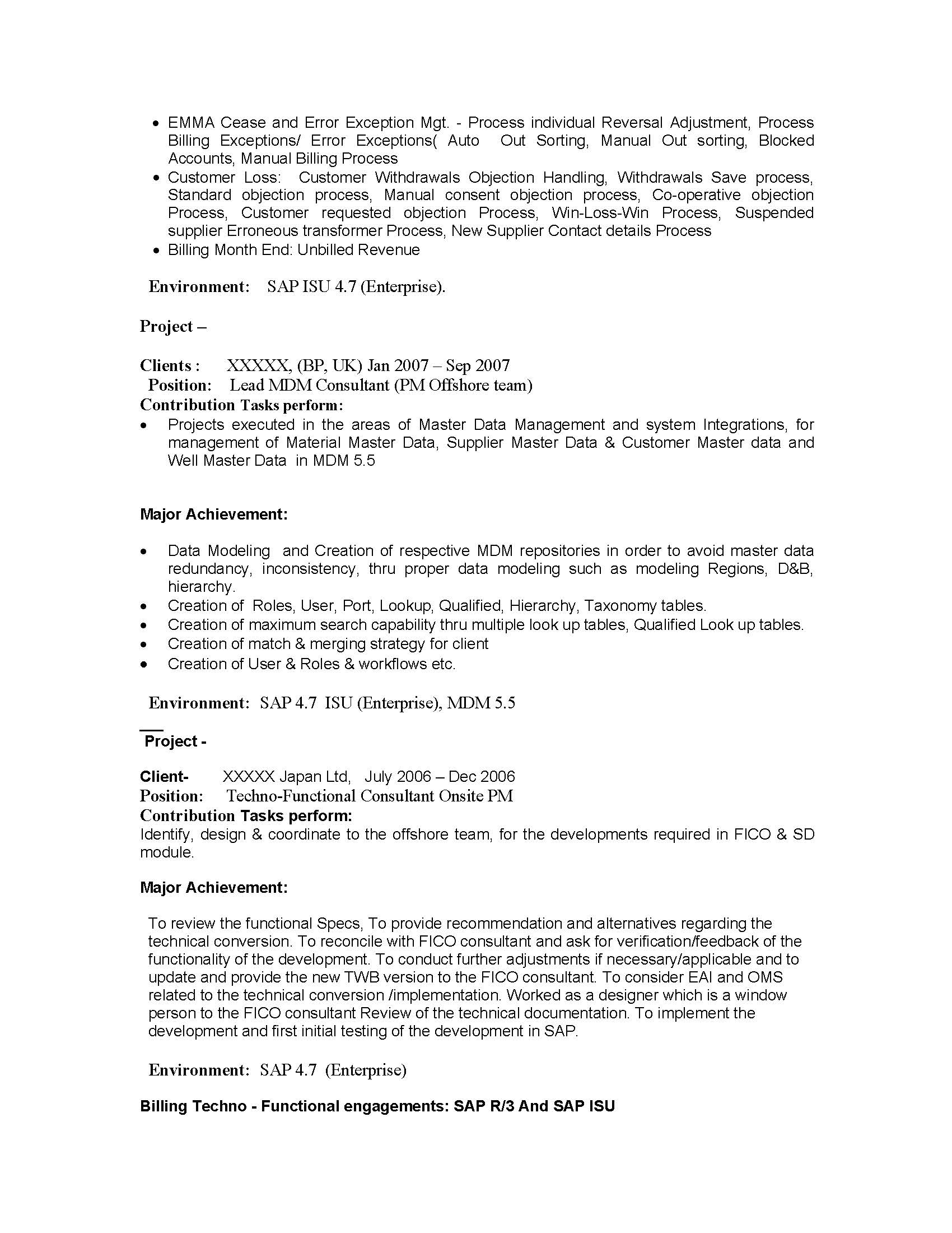 Sample resume ffor business objects